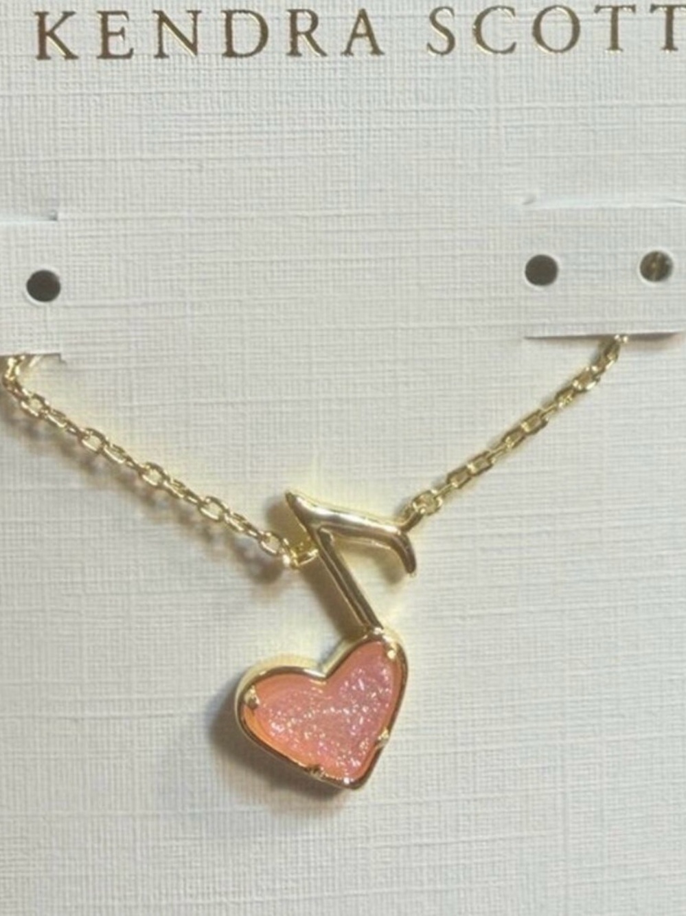 Kendra Scott x Dolly Parton Ari Gold Necklace with Pink Heart and Musical Note